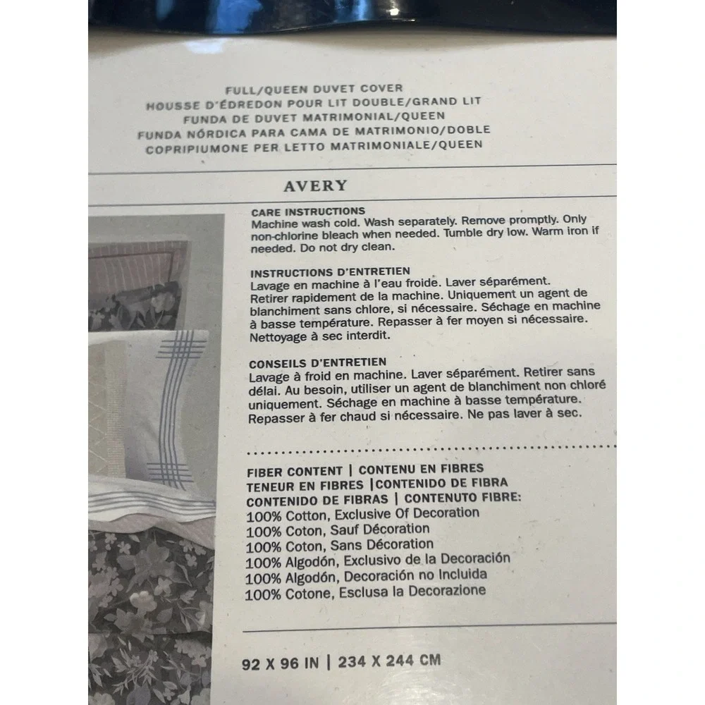 NEW $425 Ralph Lauren Avery Duvet Cover Full/Queen‎ Gray Floral 100% Cotton